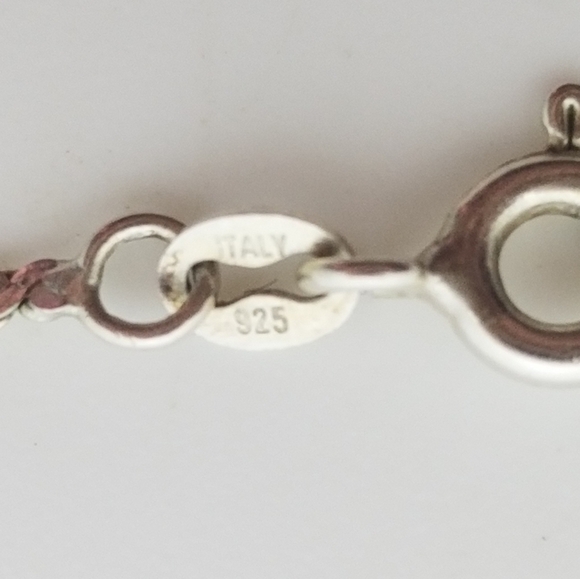 VINTAGE STERLING SILVER & COLORLESS SPINEL PENDANT & SERPENTINE CHAIN NECKLACE - Picture 7 of 8